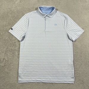 Good Good Golf Polo Shirt Mens Small Performance Golf Clubs Print White Blue